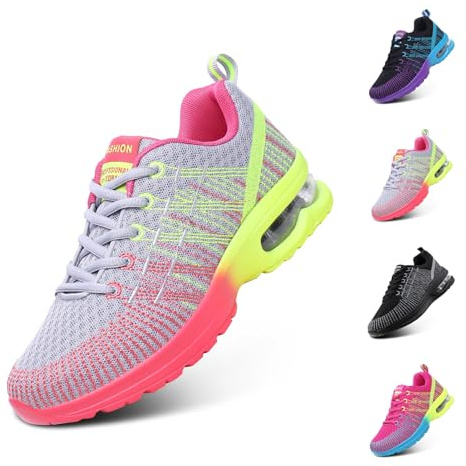 Hitmars Laufschuhe Damen Sportschuhe Luftpolster Atmungsaktiv Turnschuhe rutschfeste Leichtgewichts Straßenlaufschuhe Sneaker Joggingschuhe Walkingschuhe Fitness Schuhe Grau EU 41