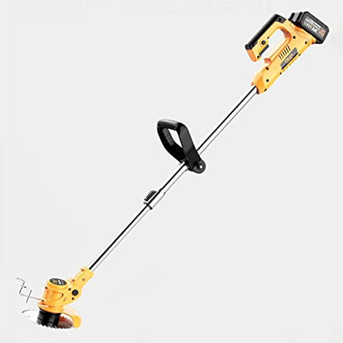 Tondeuse à gazon pour tondeuse à gazon pour petite maison réglable en longueur Tondeuse à gazon multifonctionnelle Angle de tête réglable Tondeuse à gazon électrique 24 V/13 Ah (jaune 21 V/13 AH)