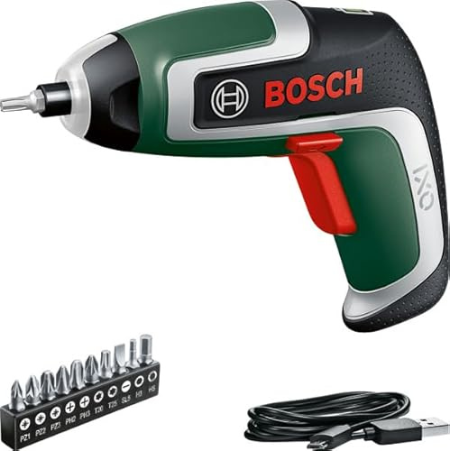 Bosch IXO7 Cordless Screwdriver (main unit only, bit set (10 pieces), magnetic bit holder, micro USB cable (Type-B), carrying case)