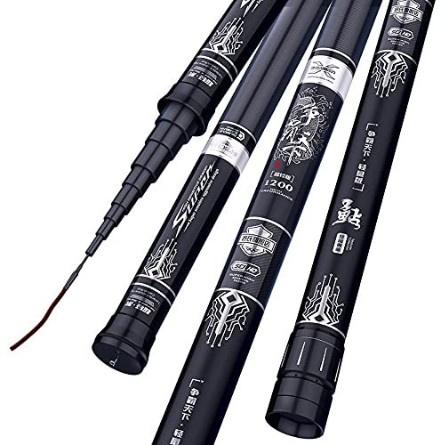 LEFAH Teleskop-Carbon Ultralight Superhard Pole 01.04.15/12/12/11/14/15/12/12/11/14/16 Meter Langer Abschnitt Angelrute mit Zwei Tipps (Size : 10m)