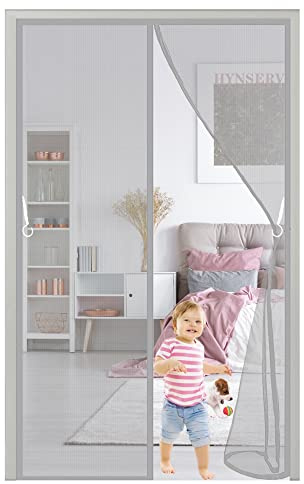 Mosquitera Magnética Para Puertas 95x190cm Cortina Mosquiteras Magnética de Malla Anti-insectos Sellado Automático Fácil de Ensamblar para Balcón Puerta Corredera de Patio Gris