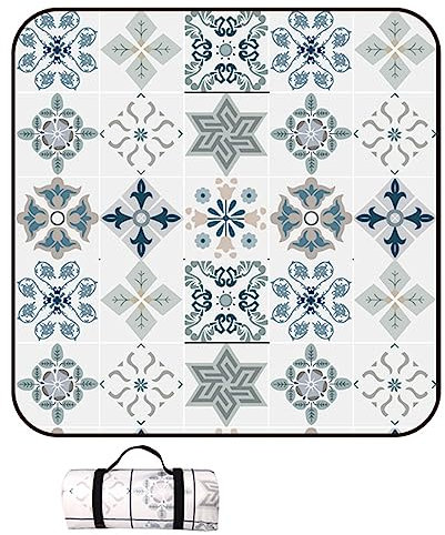 EUPXRHY Picknickdecke Wasserdicht, XXL Tragbare Piknikdecken, Picknickdecke Alubeschichtet Isoliert Waschbar, Dicke Picknickdecke Gepolstert für Camping, Picknick, Wandern, BBQ,B,200x200cm