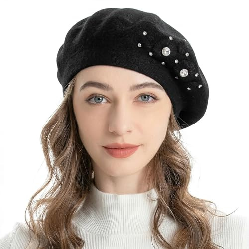 ZLYC Baskenmütze für Damen, französisch, wendbar, Kaschmir, Baskenmütze