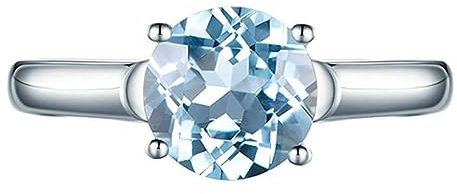 AMDXD Verlobungsring Echt Aquamarin, Trauringe 18K Au750 Weiß Gold 1.48CT Aquamarine Solitärring Hell Blau, Gr.56 (17.8)