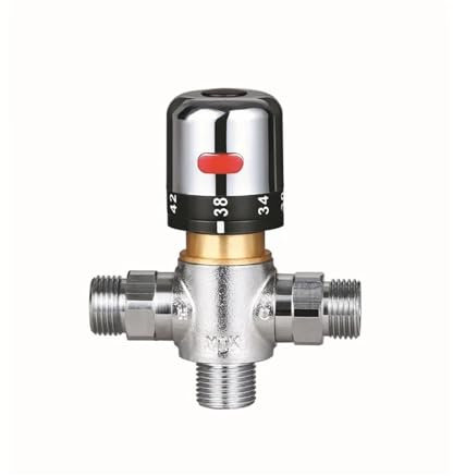 FUNTLY thermostatisches mischventil 1/2 3/4 1 DN15 DN20 DN25 Messing Kontrollieren Sie die Mischwassertemperatur Thermostatisches Mischventil Rohrthermostatventil Wasserhahn (Size : DN15 Small)