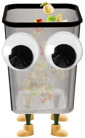 CENMOO Niedlicher 15 Liter Transparenter Mülleimer mit Augen und 4 Beinen für kompakte Räume, Bad, Arbeitsplatz, Schlafzimmer, Küche