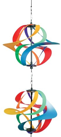 In the Breeze 2481 — Rainbow Poly Double Vortex Spinner — Mesmerizing and Colorful Hanging Wind Spinner…