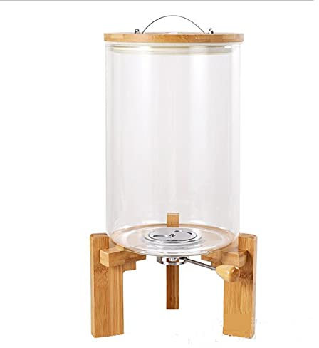 7.5L Rice Dispenser, Glass Food Storage Container with Airtight Bamboo Lids and Wooden Stand, Kitchen and Pantry Organizati on Containers/18 (Color : Clear, Size : 7.5L)