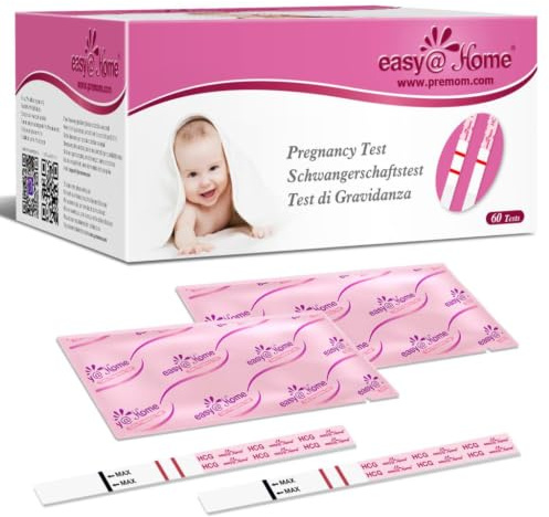 Easy@Home Early Pregnancy Test, hCG Strips, 60 Count