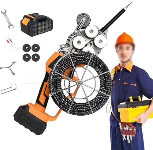 URJWAN Filettatrice per Batterie al Litio, Estrattore per Cavi, Filettatrice Automatica, Condotto Universale per Elettricisti Tiratura del Filo Completamente Automatica,2batteries-20metersline