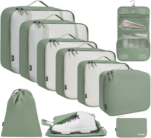 BAGAIL 10 Set Cubos de Embalaje Varios Tamaños Organizador de Embalaje para Accesorios de Viaje Maleta de equipaje