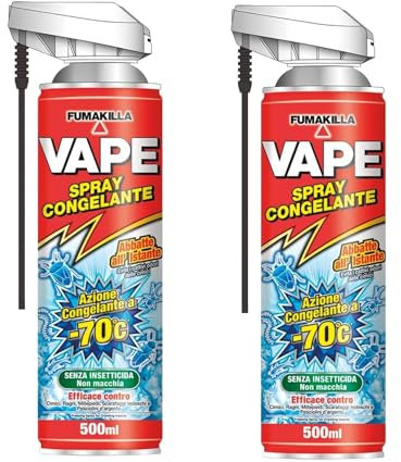 Vape Insetticida Repellente Spray Anti Zanzare, Vespe e Cimici (Vape Spray Congelante Multi Insetto, 2)