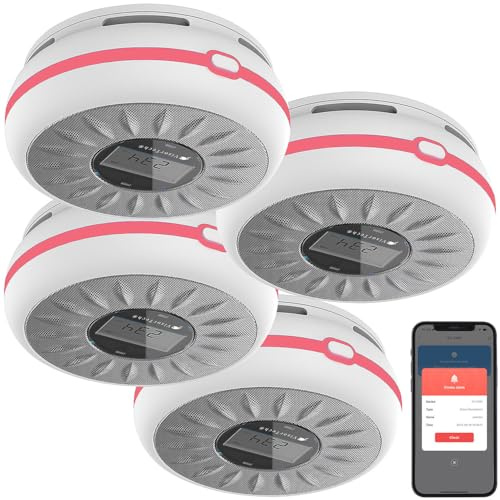 VisorTech Feuermelder App: 4er-Set smarte 2in1-WLAN-Rauchwarn- & CO-Melder, 10-Jahres-Batterie (Kohlenmonoxidmelder-Detektoren, Rauch und Kohlenmonoxid-Melder)