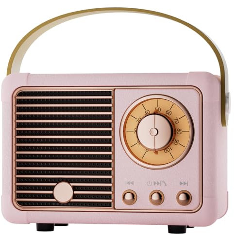 Caulikine Retro Bluetooth Speaker Portable Girls Birthday Presents Wireless Speaker Vintage for Women,Her,Girls,Teenage Gifts, Room Decor Portable for Travel Indoor&Outdoor (Pink)