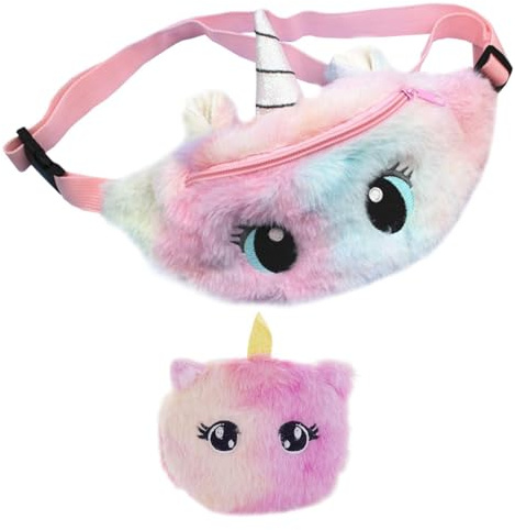 Sac De Ceinture en Forme d'animal De Dessin Animé 1 Pièce Et 1 Porte-Monnaie, Sac De Ceinture en Peluche, Sac De Ceinture pour Filles Mignonnes, Sac De Ceinture Intéressant