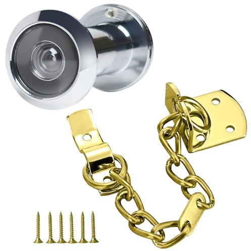 SHYSBV Wide Angle Door Spy Hole Door Viewer Security Peephole for Front Door Narrow Door Chain Lock + Door Viewer - Enhanced Home Security with Chain Lock and Peephole
