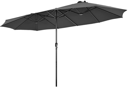 COSTWAY Ombrellone Doppio Giardino 470 cm, Rectangolare, Antivento, Protezione UV, Manovella, 12 Stecche, per Giardino Piscina Terrazza, 470 x 280 x 245 cm (Grigio Scuro)
