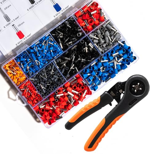 JOYELEC 1760 Pezzi E 0.5-10mm² Crimpatura Capicorda Elettrici，Contenente Terminali Elettrici,ghiere per terminali estremità di cavo gemelle, adatti per Circuito domestico industriale