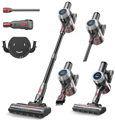 Xlife Aspiradora con batería de 550 W, potencia de succión de 45 kPa, 40 min de tiempo de funcionamiento, cepillo antipelo, sensor de polvo Greenlight, filtro HEPA, para pelo de animales, alfombras