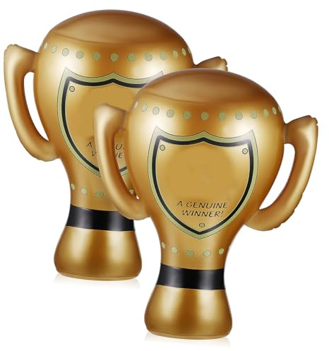 BESTonZON 2 Stück Aufblasbare Pokale aus PVC mit Griffen Dekorativer und Tragbarer Partyzubehör für Spiele und Klassenzimmeraktivitäten in Goldener Tassenform Zufälliger Stil