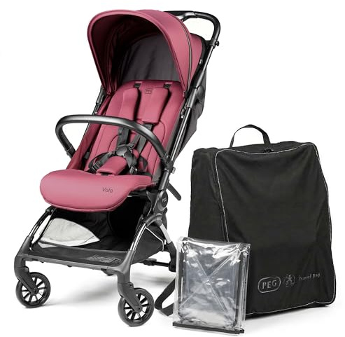PEG Leichter Buggy Volo mit Regenschutz, Handgepäckgröße, Flugzeuggeeignet, Kompakt, Ab Geburt bis 22 kg, Reisetasche Inklusive, Malva