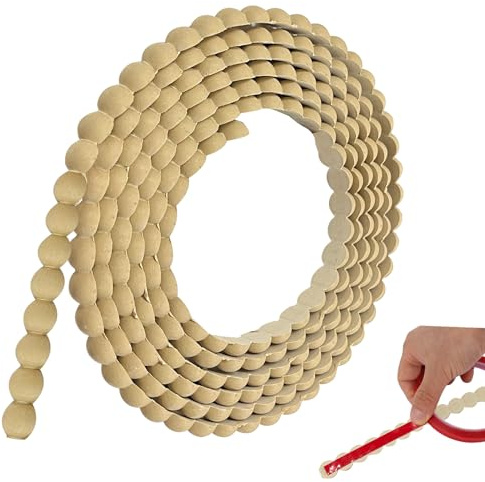 Moulure autocollante en perles de couleur bois de 3 m, 15 mm, pour murs, salle de bain, miroir de salle de bain, porte, armoire, décoration d'intérieur