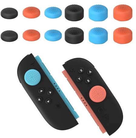 12PCS Thumb Grips Compatible with Nintendo Switch 2,Thumb Grip Caps for Switch 2,Enhanced Gaming Grip Set, Grip Button Stick Cover, Improve Control and Guard Joystick Wear(Blue, orange, black)