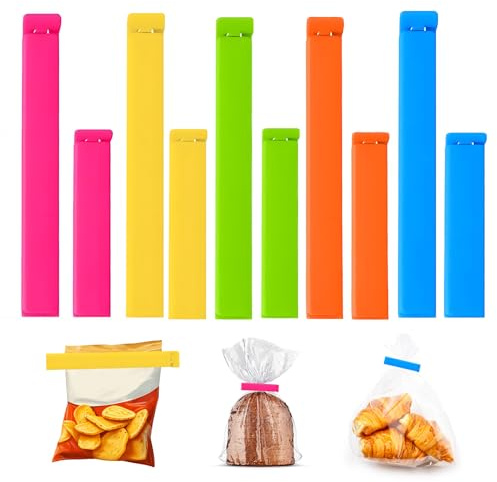 10 Stück Verschlussclips, Verschlussclips für Beutel, 7CM, 11CM Klipser für Tüten, Plusieurs Couleurs Tütenclips, Wiederverwendbar Tütenclips für Kaffee Milchpulver Kekse Süßigkeit