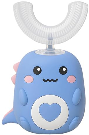 toddla lulabini u-shaped DinoBrush 360° Ultraschall-Zahnbürste mit LED-Lichtern, 5 Reinigungsmodi, langlebige Akkulaufzeit von 15 Tagen, wasserdicht, geeignet für 2-6 Jahre