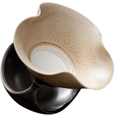 MOTHNUR Filtre à Thé Vintage Céramique Rétro Passoire Fine pour Thé Vrac Accessoire pour Amateurs de Décoration Maison