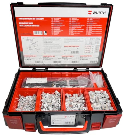 Würth Einnietmutternzange und Aluminium Einnietmuttern Senkopf Sortiment 605 Teile im ORSY Systemkoffer 4.4.1 5964094802