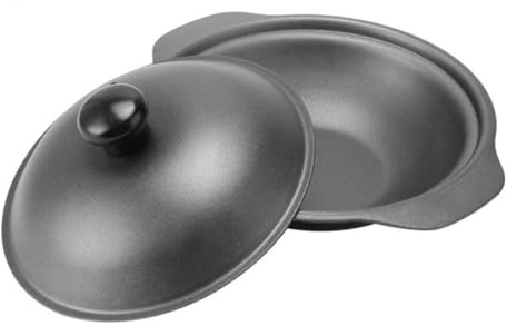 LOPUNER Olla de Hierro Fundido con Tapa Cazuela para Estofados y Arroz Olla de Barro Resistente Anti-desbordamiento y Distribución Uniforme del Calor para Guisos y Bibimbap