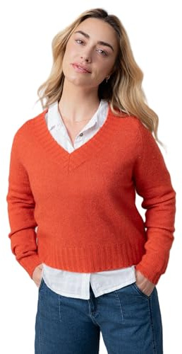 Lily & Me Woodchester V-Neck Boxy Knit Jumper - Red - Size 08