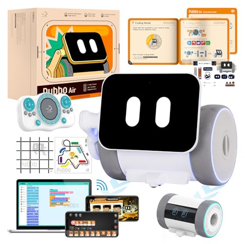 WhalesBot Pubbo Air Smart Interactive Robot for Kids, Voice/Touch/APP/Remote Control, Modular/Scratch Coding, Companion Robotic with Sensors, STEM Educational Toy Gift for Boys Girls 4 5 6 7 8 9 10