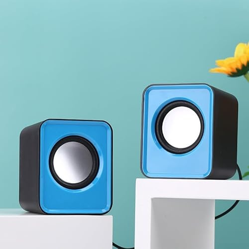 Tragbarer Surround-Sound-Computer-Lautsprecher, Multimedia-Mini-Desktop-Lautsprecher, PC-Lautsprecher-Set mit Stereo-Kabel und USB-Anschluss (blau)