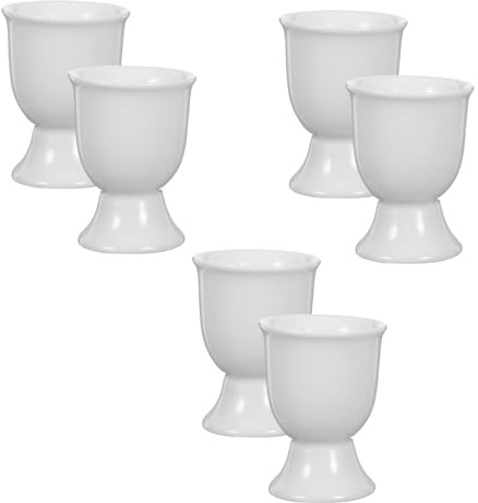 VILLCASE 6 Pezzi Portauova in Ceramica Bianca per Uova Sode Porta Uova da Colazione Elegante e Funzionale per Frigorifero Tavola e Feste