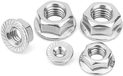 304/316 Edelstahl Sechskant Sechskantkopf gezackte Spinlock Flanschmutter M2.5 ~ M20 Kontermutter(304 with teeth,M20-1pcs)