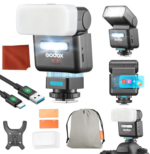 Godox IT32 für Olympus Kamera Blitzgeräte IT32 TTL Mini Flash mit X5O Blitzauslöser Diffusor HSS 2.4GHz X-System GN18 Kamerablitz Touchscreen Integrierter Reflektor LED-Licht Magnetischer Farbfilter