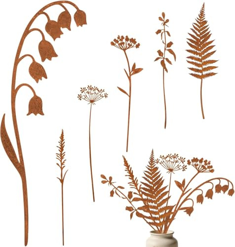 Solkraes 6 PCS Metal Flowers Garden Stakes Outdoor, Weather-Resistant Steel Garden Decor, Vibrant Yard Art, Metal Wall Art for Lawn Patio Pathway, Decorative Garden Ornaments Gift for Women
