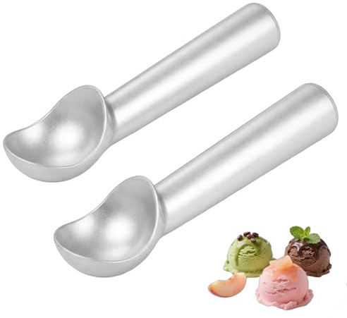 2 Pieces Ice Cream Scoops, Professional Stainless Steel Ice Cream Scoops, Ice Cream Scoop Design for Hard Frozen Desserts, Durable Kitchen Utensil with Ergonomic Handle