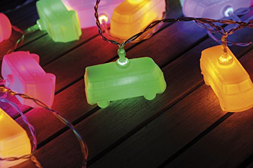 BRISA VW Collection – Volkswagen 3D batteri ljuskedja trädgårdsbelysning festbelysning T1 Bulli buss-design (inomhus/3 m/LED/klassisk buus/färgglad)