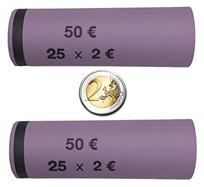 3719 Münzhülsen vorgefertigt und gerollt - 2 Euro (1600 Stück)
