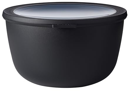 Mepal Multi Bowl Cirqula Round - Mikrowellen Geschir - Geeignet als Luftdichte Aufbewahrungsbox für den Kühlschrank, Mikrowellengeschirr & als Frischhaltedosen - 3000 ml - Nordic black