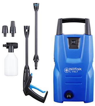 Nilfisk Hochdruckreiniger C 110 Bar + Schaumsprüher - Mini Pressure Washer Für Terrassen, Werkstätten und Autos (1300 W)