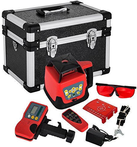 FORAVER Professional Rot Rotationslaser max. Arbeitsbereich 500 m, Linienlaser 360 Grad Laser höhenmesser Wasser- und staubdicht außenbereich Arbeitszeit 20 Stunden mit Fernbedienung und Schutzbrillen