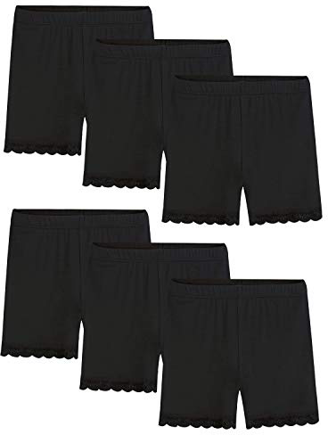 BOOPH Spetscykel korta flickor dans undershorts underkläder för lek eller underklänning, 6-pack svart, 8-10 Years