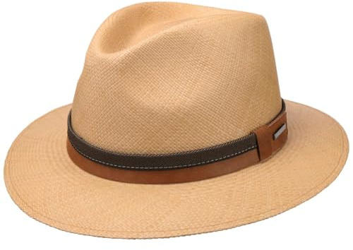 Stetson Vermaron Traveller Panamahut Naturfarbener Hut mit Garniturband aus Leder Made in Ecuador Herren Frühjahr Sommer UV-Schutz 40+