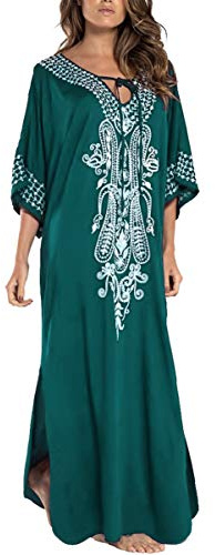 L-Peach Damen Kaftan Loungewear Boho Homewear Übergroße Kimono Maxi Strandkleid Cover Ups Robe