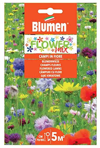 Blumen, Semi di Fiori, Flower Mix, 17 Tipologie differenti, Semi di Fiori in miscuglio e crusca di Grano Saraceno (Campi in Fiore)