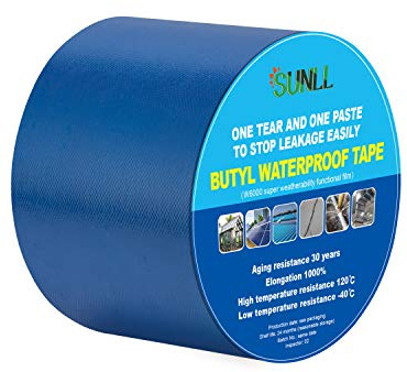SUNLL Butyl Duct Tape 10cm Width X 5m Length, Waterproof Butyl Seal Strip for RV Repair, Window, Boat and Pipe Sealing, Glass & EDPM Rubber Roof Patching, Blue